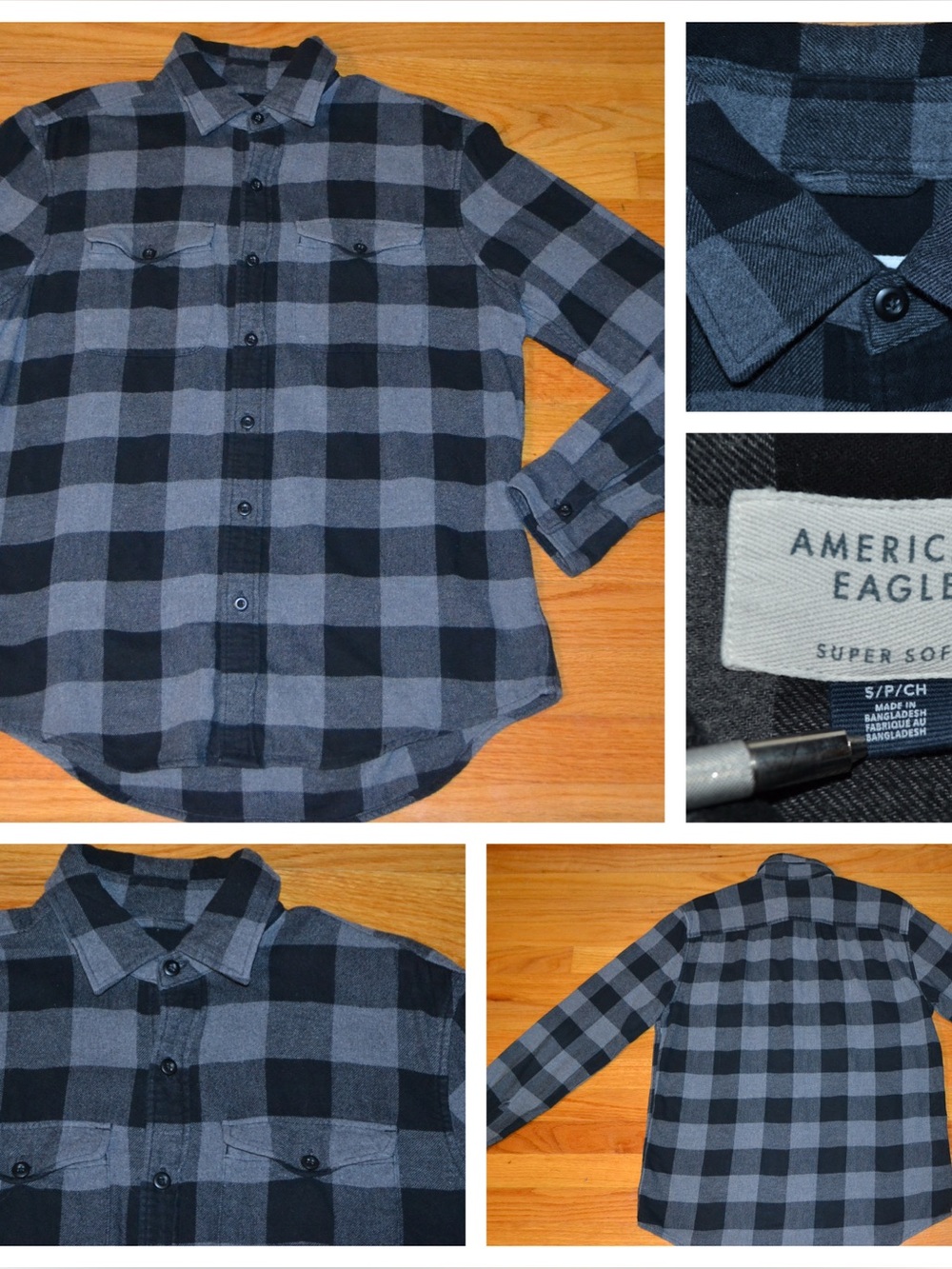 Men’s American Eagle Outfitters plaid flannel button-down, size S